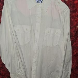 Visivo Men's White Button-Down Dress Shirt With Lined Detail Size Medium
